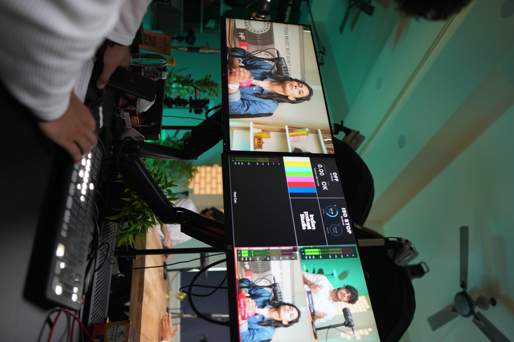 Multi-camera control room at top podcast studio Noida