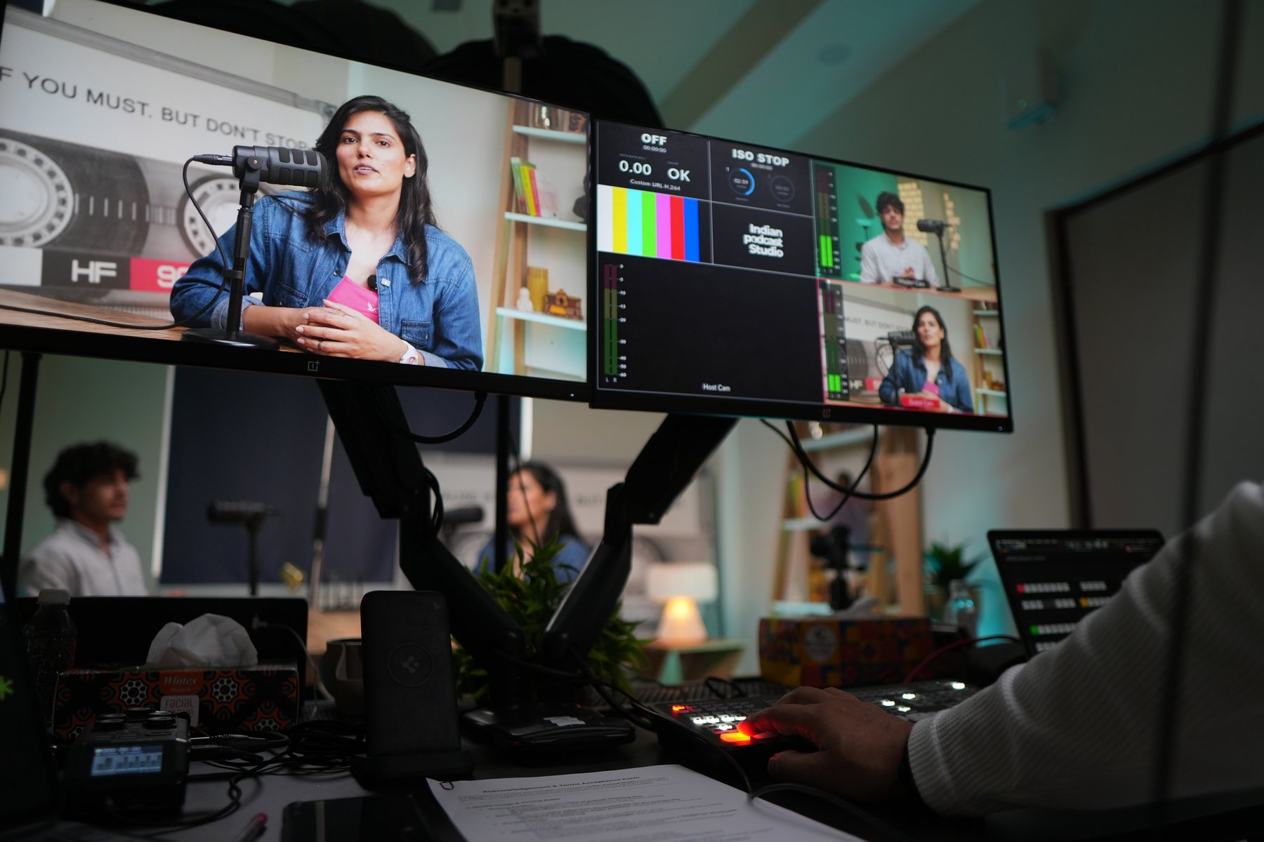 Live switcher view at Indian Podcast Studio