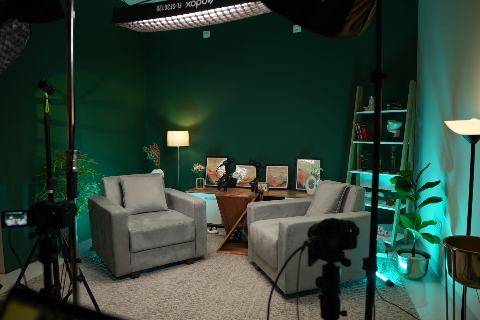 Empty studio set ready for recording